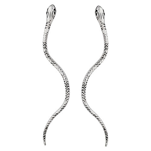 Snake Long Stud Silver Earring