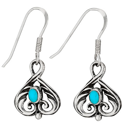 Turquoise and Spade Silver Earring