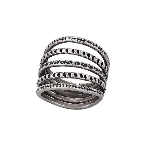 Five Band Connected Silver Ring