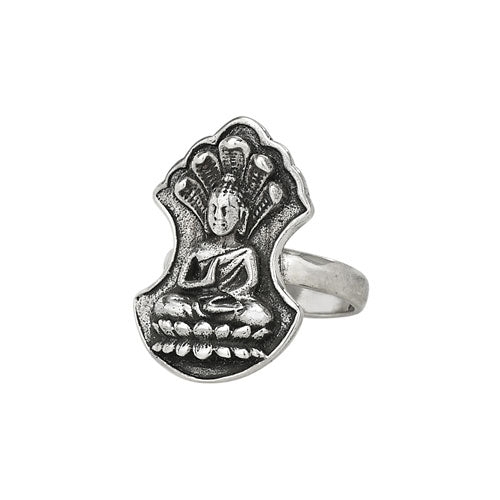 Raised Buddha Silver Ring