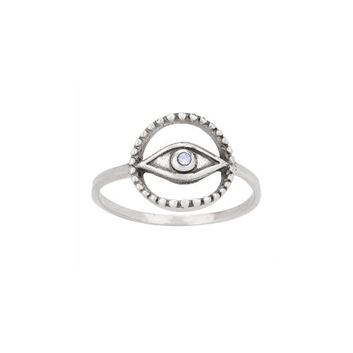 Eye & Blue Topaz Silver Ring
