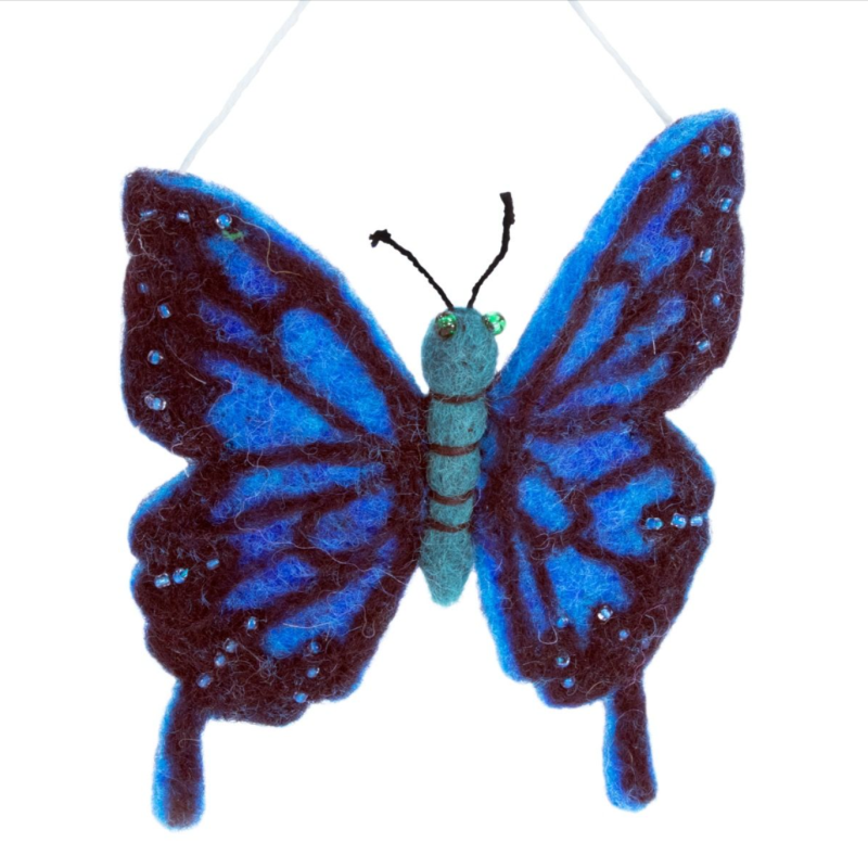 Fair Trade Blue Butterfly Ornament