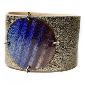 Enamel Disk Gunmetal Cuff