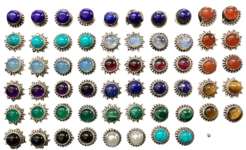 Sterling Silver Gemstone Stud Earrings, Assorted