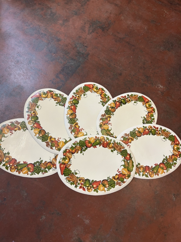 Vintage mushroom/veggie print placemats