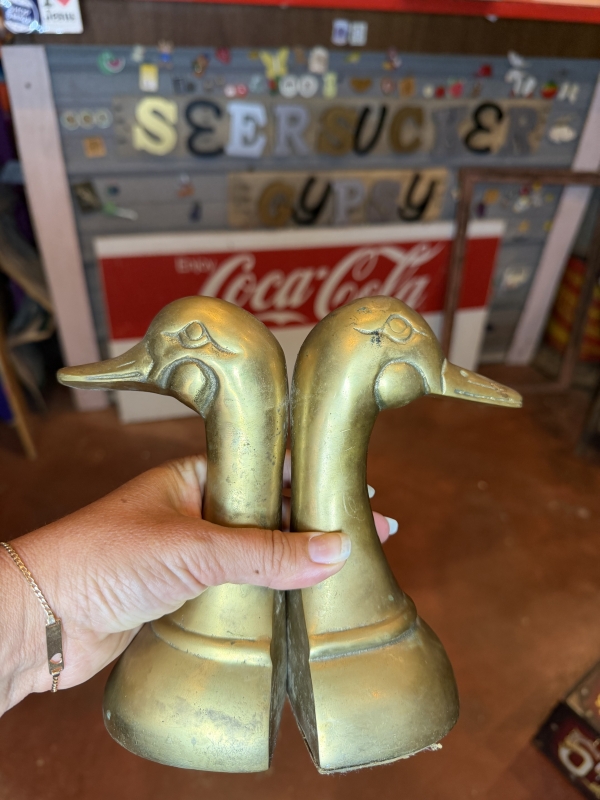 Brass duck book ends