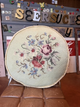Flower cross-stitch pillow