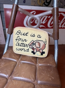 Tiny cross stitch, pig pillow