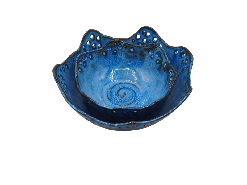 Handmade Organic Pottery Serving Bowl Set