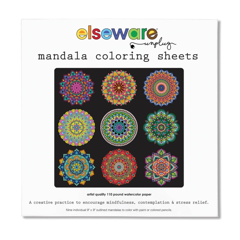 elseware unplug - Mandala Coloring Sheets - Deluxe 110lb Paper, Artist Quality