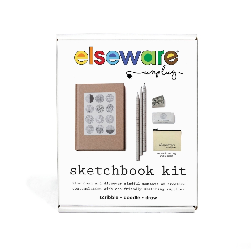 elseware unplug - Sketchbook Art Kit - Doodle Set with Paper, Pencils and Bag