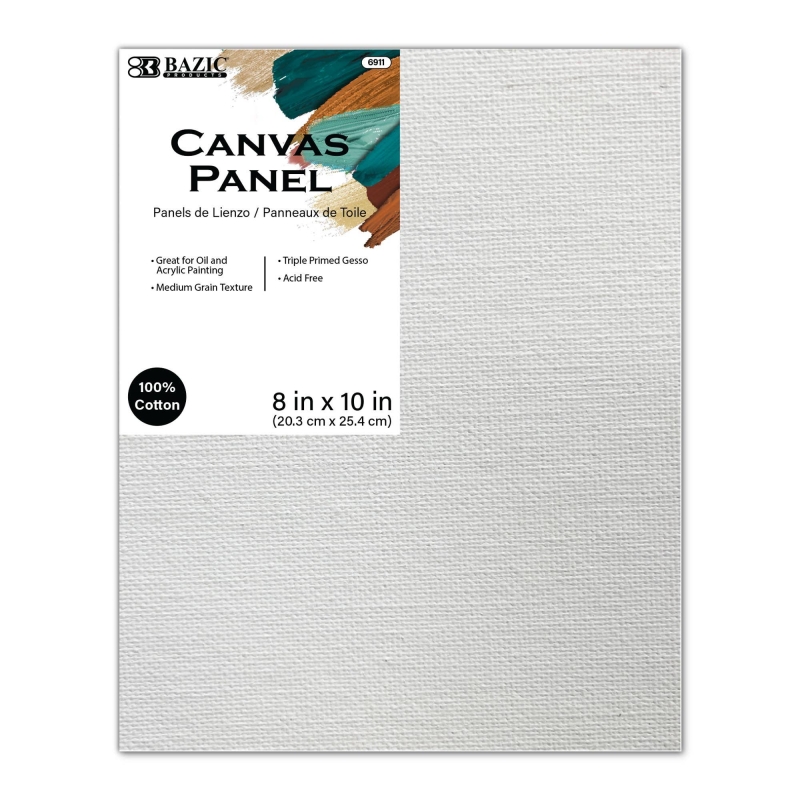 BAZIC Products - White Canvas Panel, Triple-Primed Cotton, 8 x 10 In: 24