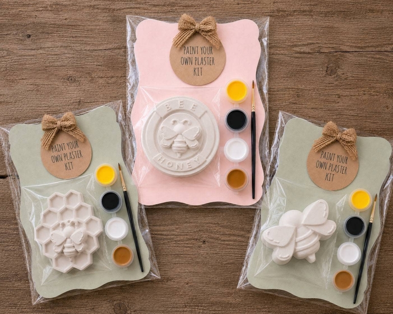 Dreamology ~ The Paper Garden - Fall Plaster Figurine Paint Kits: Kit, Large Bee Medallion