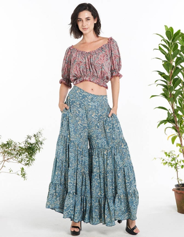 Kathmandu Imports - POLYSILK PALAZZO PANT(KT-1498): Assorted Color, One Size