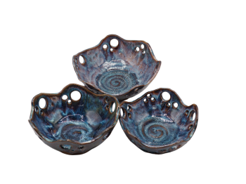Handmade Organic Pottery Serving Bowl Set