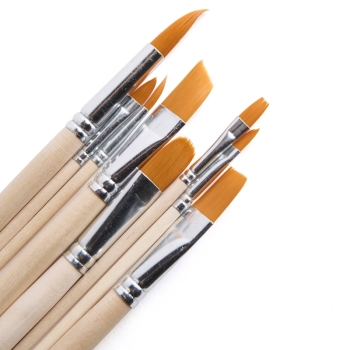 Paintbrush Set - Nylon Filament in Clear Bag - 8 Assorted