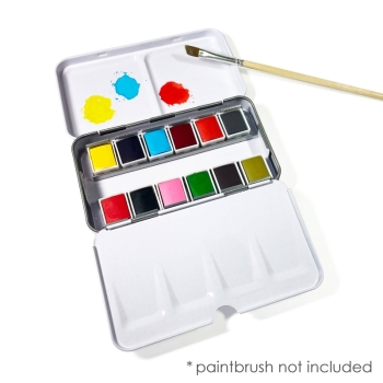 Watercolor Set - Travel-Friendly Metal Palette - 12 Colors: Watercolors-Metal Palette