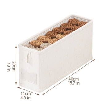 AK Brand - Storage Bin Linen Closet Organizer Basket Foldable Drawer Organizer for Clothes Socks Towels: White-S, One Size Fits Most