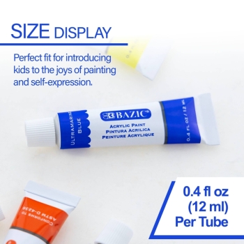 BAZIC Products - 12-Color Acrylic Paint Set with Palette Tray: 12