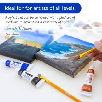 BAZIC Products - 12-Color Acrylic Paint Set with Palette Tray: 12
