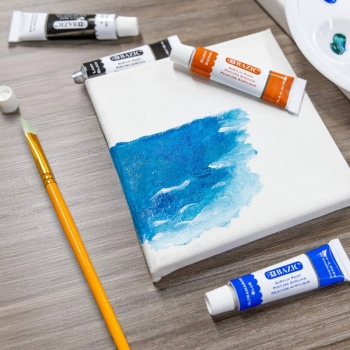 BAZIC Products - 12-Color Acrylic Paint Set with Palette Tray: 12