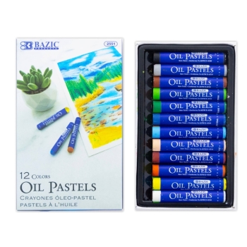 BAZIC Products - Oil Pastels, 12 Assorted Colors, Non-Toxic: 24