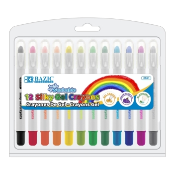 BAZIC Products - Silky Gel Crayons, 12 Colors, Non-Toxic: 12