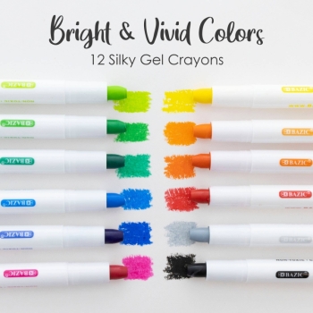 BAZIC Products - Silky Gel Crayons, 12 Colors, Non-Toxic: 12