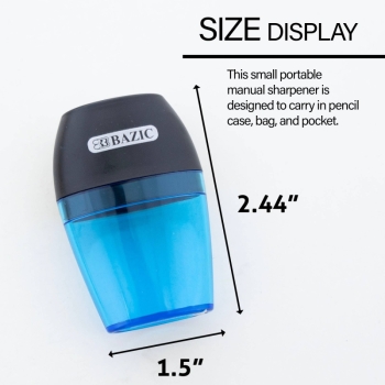 BAZIC Products - Single Hole Pencil Sharpener with Receptacle, Steel Blade: 24