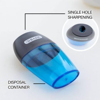 BAZIC Products - Single Hole Pencil Sharpener with Receptacle, Steel Blade: 24