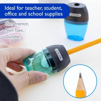 BAZIC Products - Single Hole Pencil Sharpener with Receptacle, Steel Blade: 24