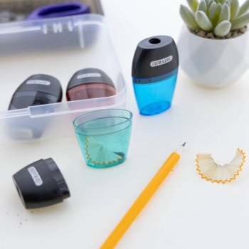 BAZIC Products - Single Hole Pencil Sharpener with Receptacle, Steel Blade: 24