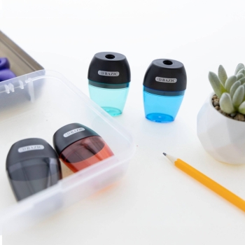 BAZIC Products - Single Hole Pencil Sharpener with Receptacle, Steel Blade: 24