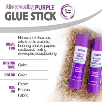 BAZIC Products - Washable Purple Glue Stick, 0.28 Oz, Dries Clear: 1