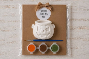 Dreamology ~ The Paper Garden - Halloween Paintables | Plaster Figurine Painting Kits: Pumpkin Cauldron