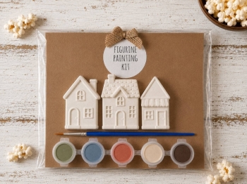 Dreamology ~ The Paper Garden - Little Village Paintable Plaster Figurine Paint Kits