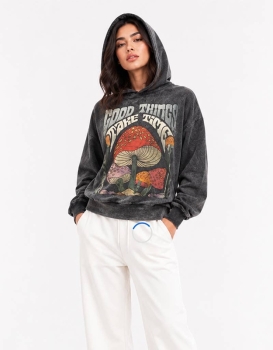 Kathmandu Imports -  COTTON LONG SLEEVE CROP HOODIE (TH-2115PK)  : 1S/1M/1L/1XL
