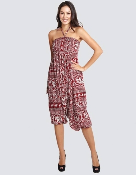 Kathmandu Imports - Harem Pants & Jumpsuit (TH-1135): Red, Free Size