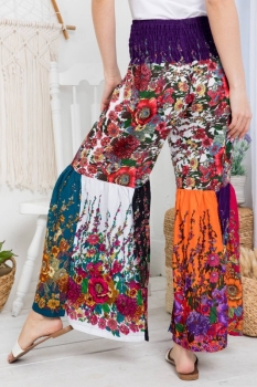 Kathmandu Imports - Patchwork Smocked Pants (TH-1647): Free Size