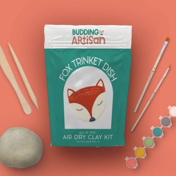 Petite Artisan -  Fox Trinket Dish Kids Air Dry Clay Kit- All in One Activity