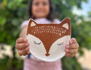 Petite Artisan -  Fox Trinket Dish Kids Air Dry Clay Kit- All in One Activity