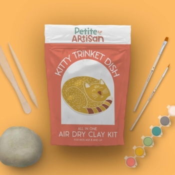 Petite Artisan - Kitty Trinket Dish Kids Air Dry Clay Kit All in One Activity
