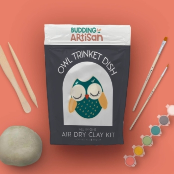 Petite Artisan - Owl Trinket Dish Kids Air Dry Clay Kit- All in One Activity