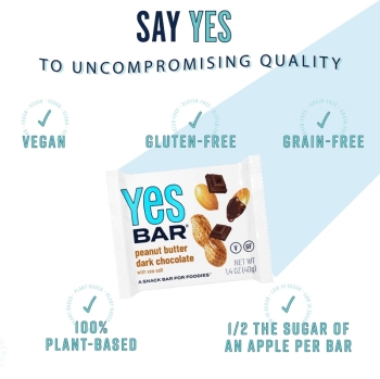 YES Bar® - Low Sugar Snack Bars - Peanut Butter Dark Chocolate - Premium Real Food Snack Bar