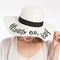 'Always on Vacay' Embroidery Straw Floppy Sun Hat