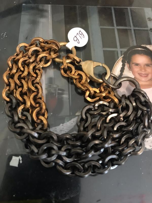 Multi Strand Recycled Brass and Oxidized Brass Bracelet