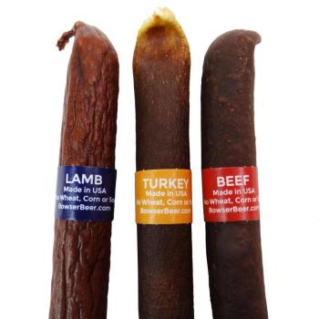 Bowser Doggie Sausage Cigar 25-packs (Turkey, Beef, or Lamb)