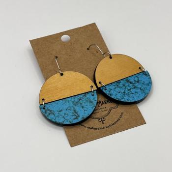 Wooden Turquoise Earrings 