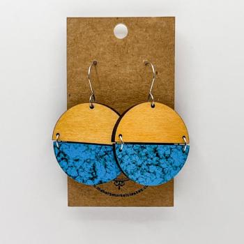 Wooden Turquoise Earrings 