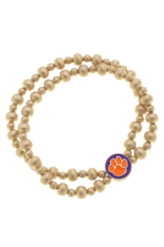 College 2-Row Ball Bead Stretch Bracelet